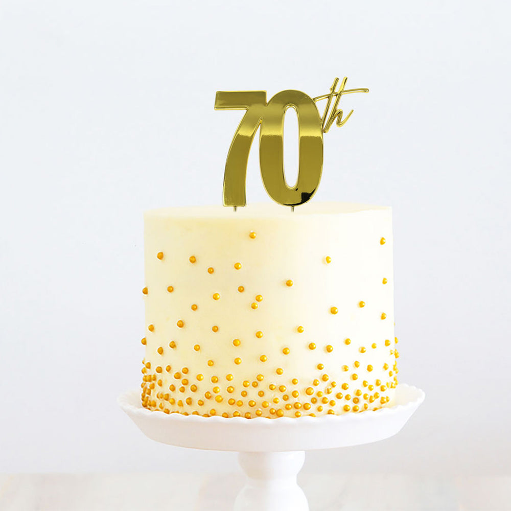 70th Birthday Gold Metal Cake Topper – Deezee Designs